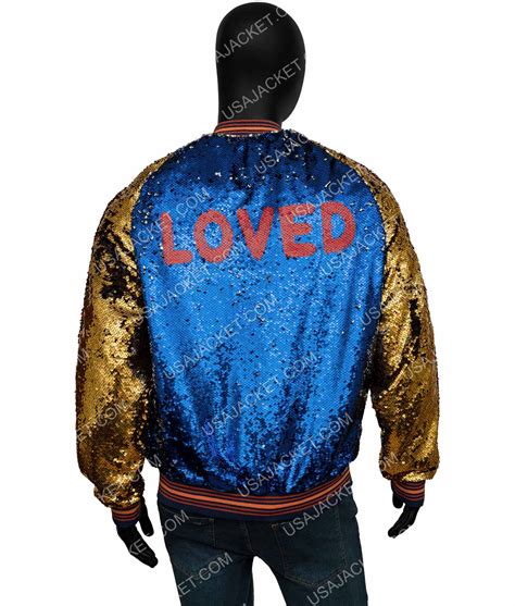 BTS Jimin Sequin DNA Style Bomber Jacket .